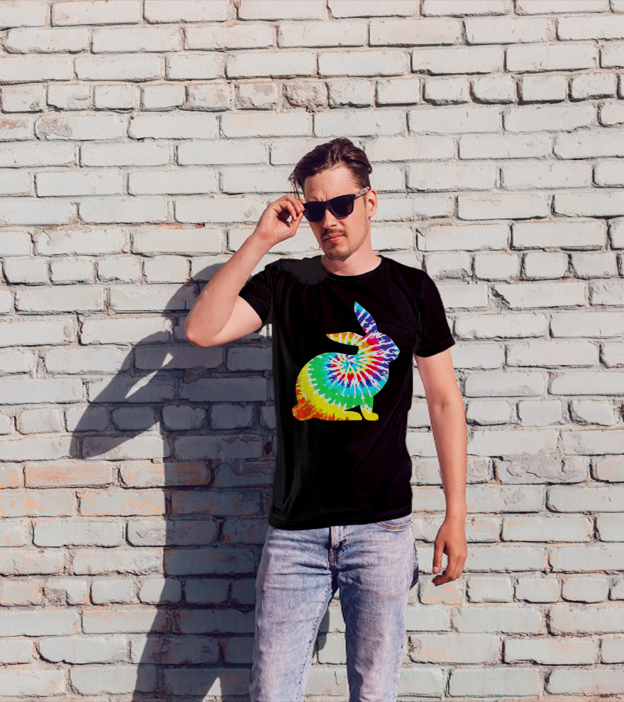 Tie Dye Rabbit Colorful Spiral Tie Dyed T-Shirt