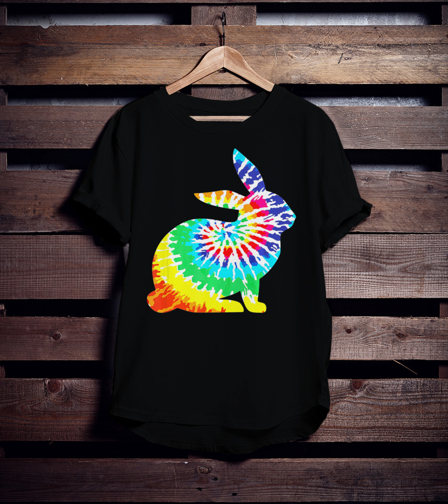 Tie Dye Rabbit Colorful Spiral Tie Dyed T-Shirt