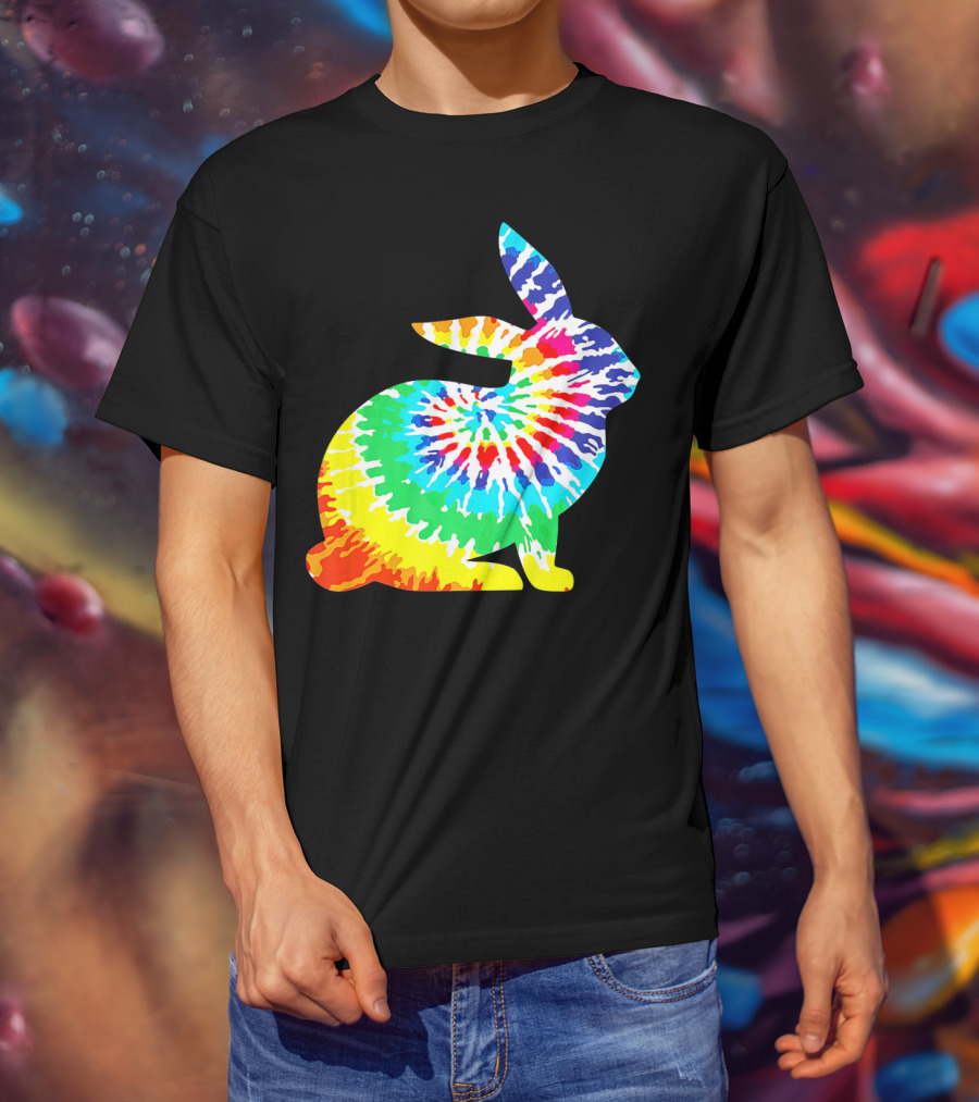 Tie Dye Rabbit Colorful Spiral Tie Dyed T-Shirt