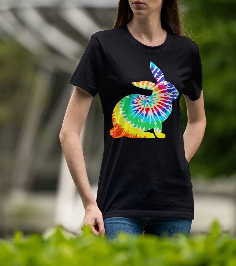 Tie Dye Rabbit Colorful Spiral Tie Dyed T-Shirt