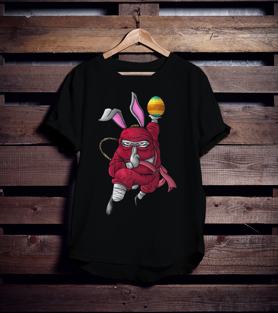 Easter Bunny Ninja With Cute Little Egg T-Shirt