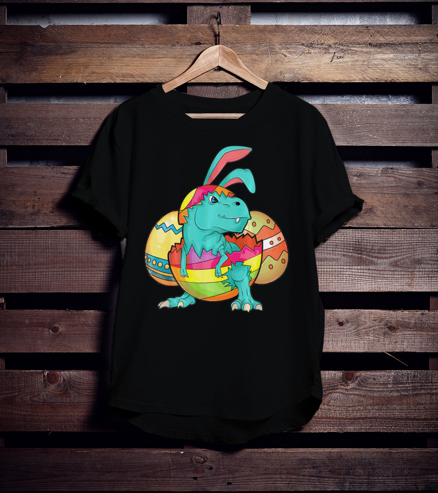 Easter Bunny Dinosaur Cute Rex Lover In Colorful Eggshell T-Shirt