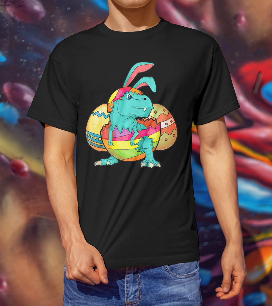Easter Bunny Dinosaur Cute Rex Lover In Colorful Eggshell T-Shirt