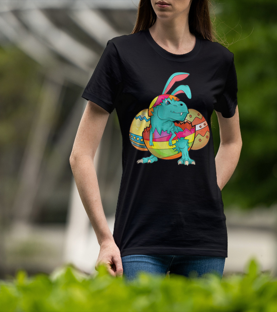 Easter Bunny Dinosaur Cute Rex Lover In Colorful Eggshell T-Shirt