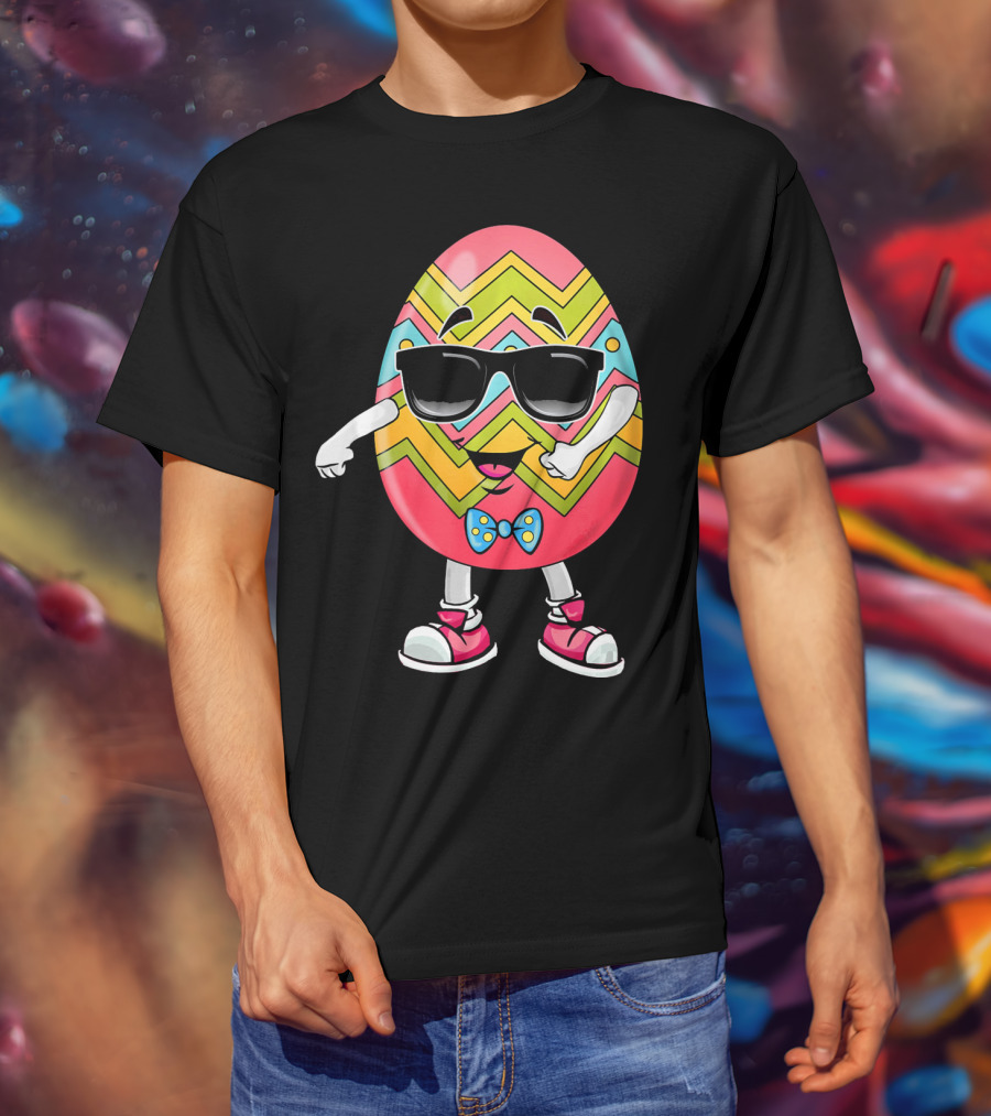 Floss Like A Boss Easter Egg Dance With Sunglasses And Bow Tie T-Shirt