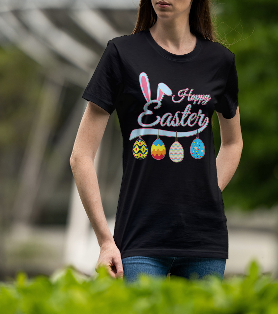 Happy Easter Bunny With Easter Eggs T-Shirt
