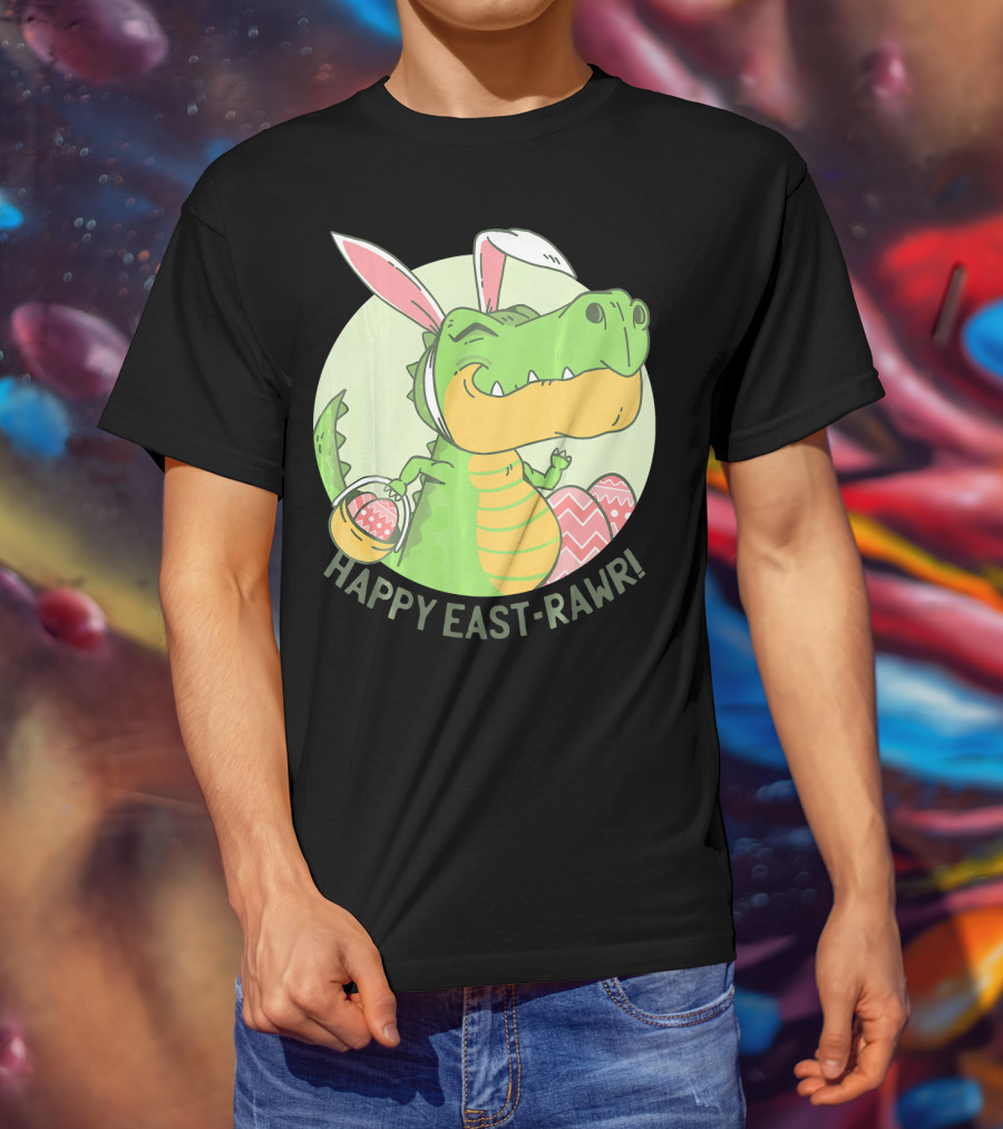 Happy East-RAWR Dinosaur Bunny T-Shirt