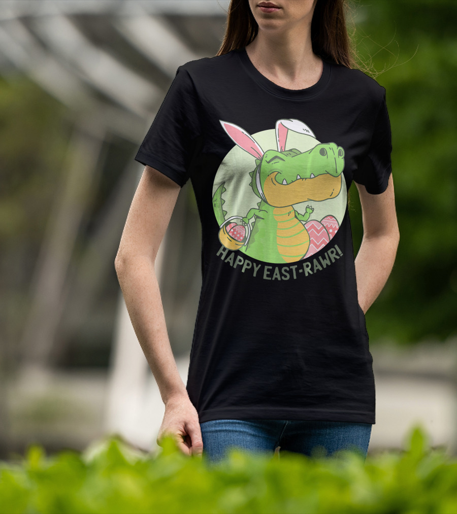 Happy East-RAWR Dinosaur Bunny T-Shirt