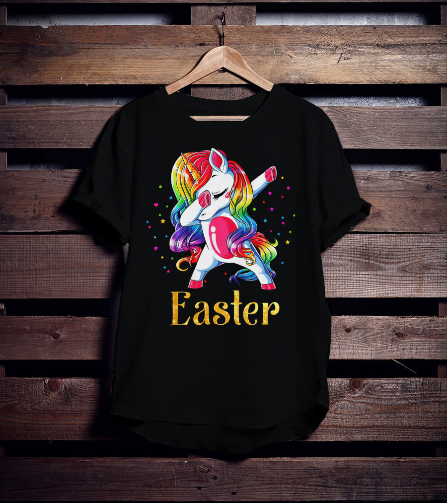 Easter Customized Personalized Rainbow Unicorn Dabbing T-Shirt