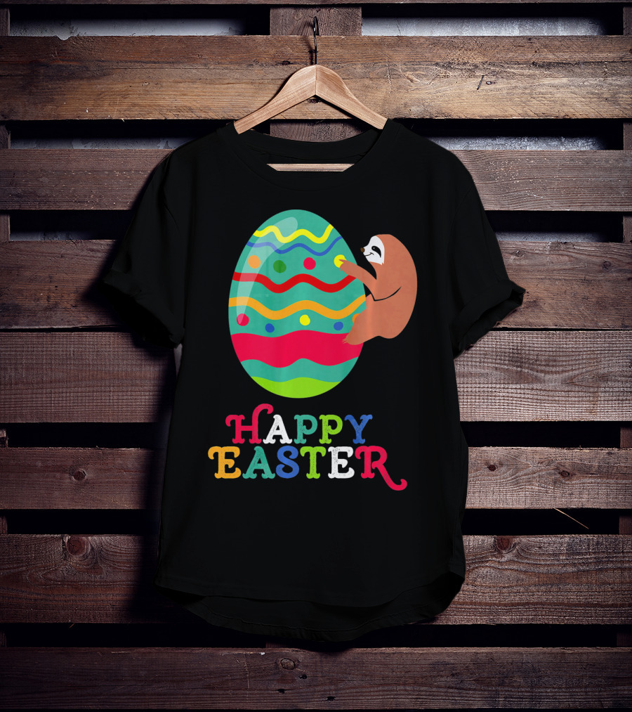 Happy Easter Sloth Colorful Egg T-Shirt