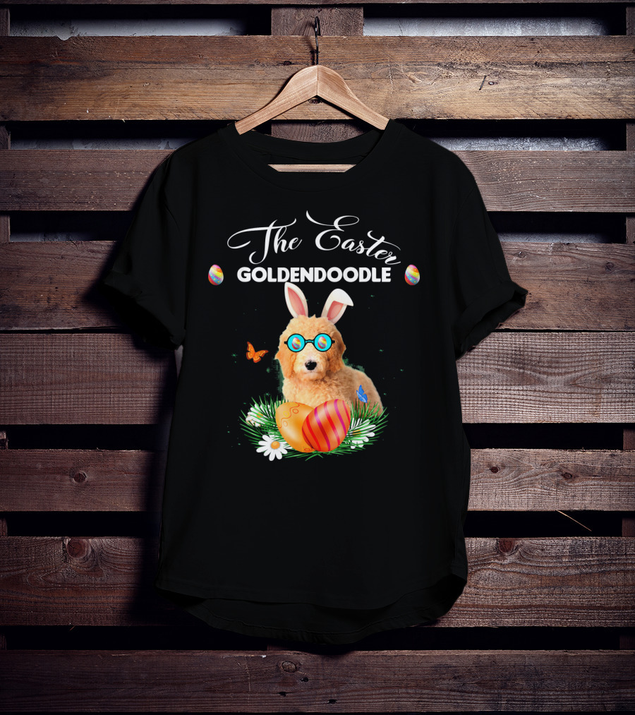 The Easter Goldendoodle Bunny With Eggs And Butterflies T-Shirt