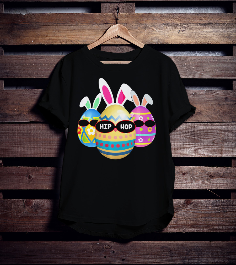 Hip Hop Bunny Eggs With Sunglasses T-Shirt