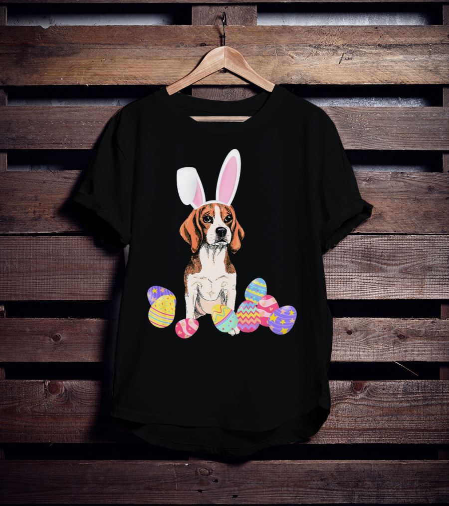 Beagle Bunny Rabbit Hat With Easter Eggs T-Shirt