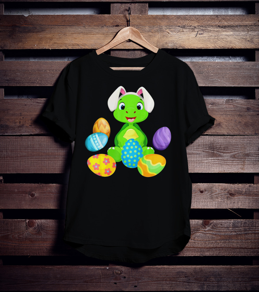 Turtle Bunny Rabbit With Hat Holding Easter Eggs T-Shirt