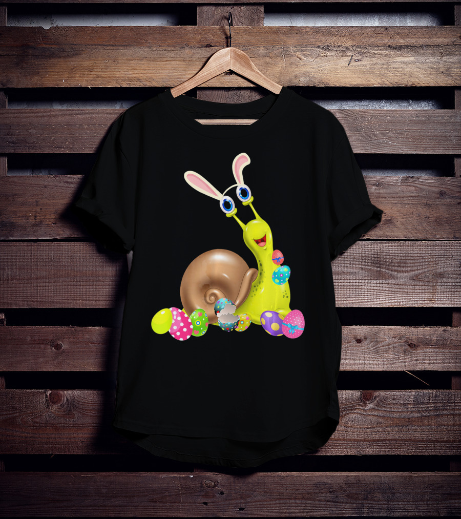 Snail With Bunny Ears And Colorful Easter Eggs T-Shirt