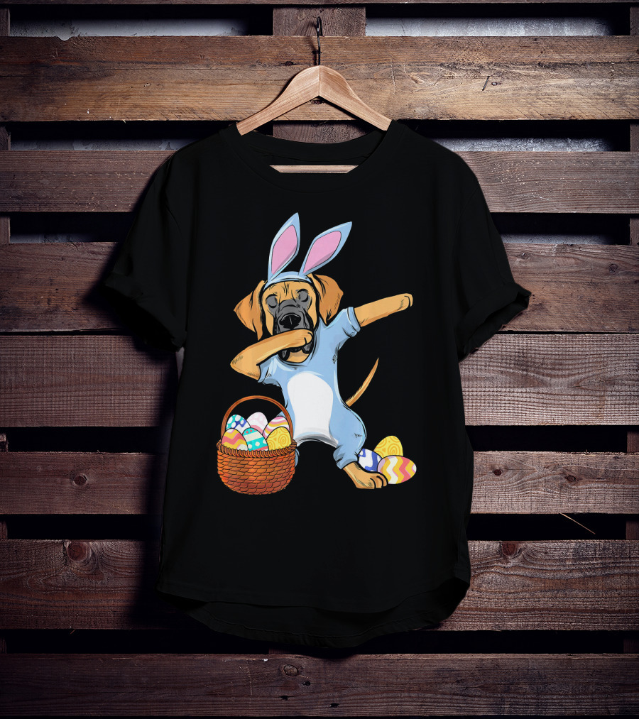 Dabbing Easter Bunny Great Dane With Basket Of Eggs T-Shirt