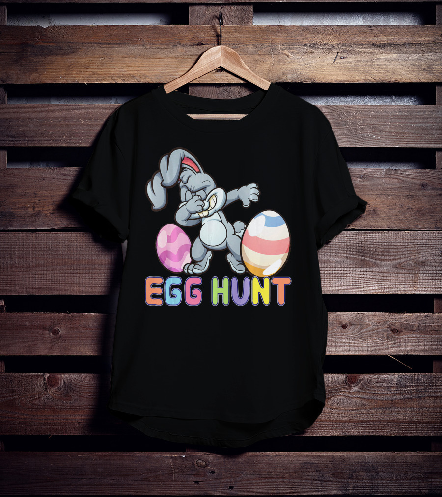 Dabbing Bunny Egg Hunt Easter Celebration With Colorful Eggs T-Shirt