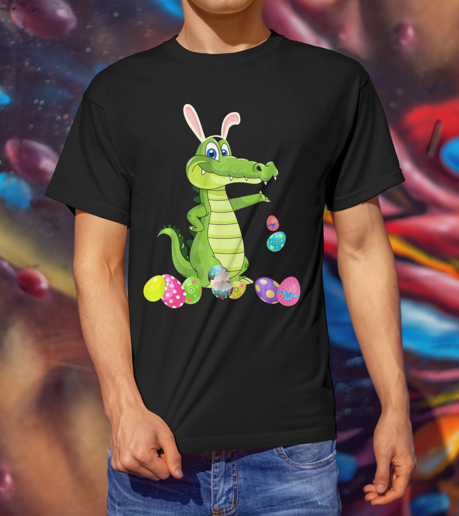 Alligator Bunny Rabbit Hat Easter Eggs T-Shirt