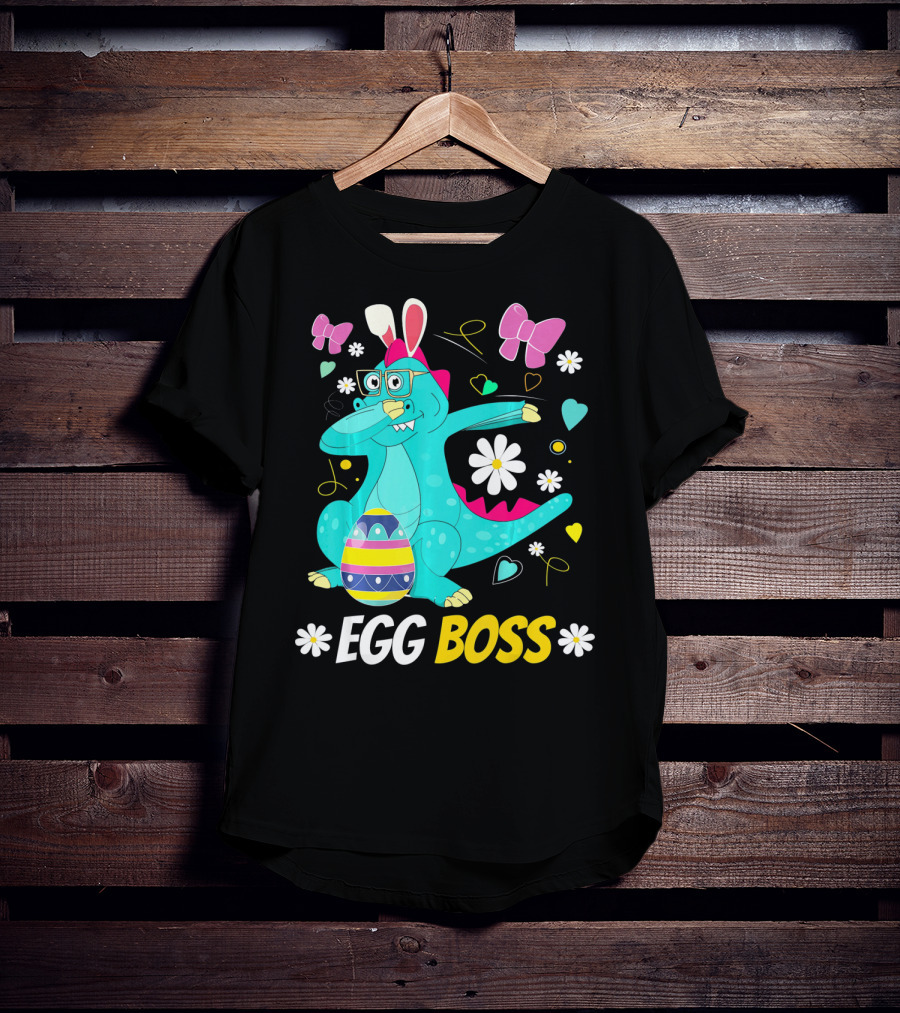 Egg Boss Easter Egg Hunt T-Rex Boys Easter T-Shirt