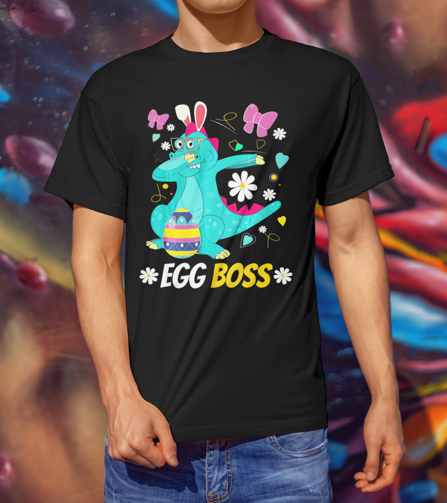 Egg Boss Easter Egg Hunt T-Rex Boys Easter T-Shirt