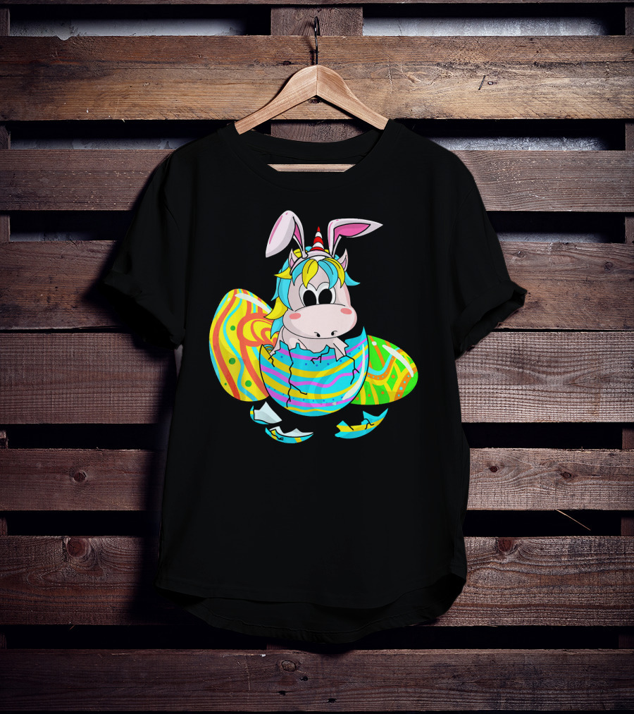 Easter Sunday Unicorn Bunnicorn In Colorful Eggshell T-Shirt