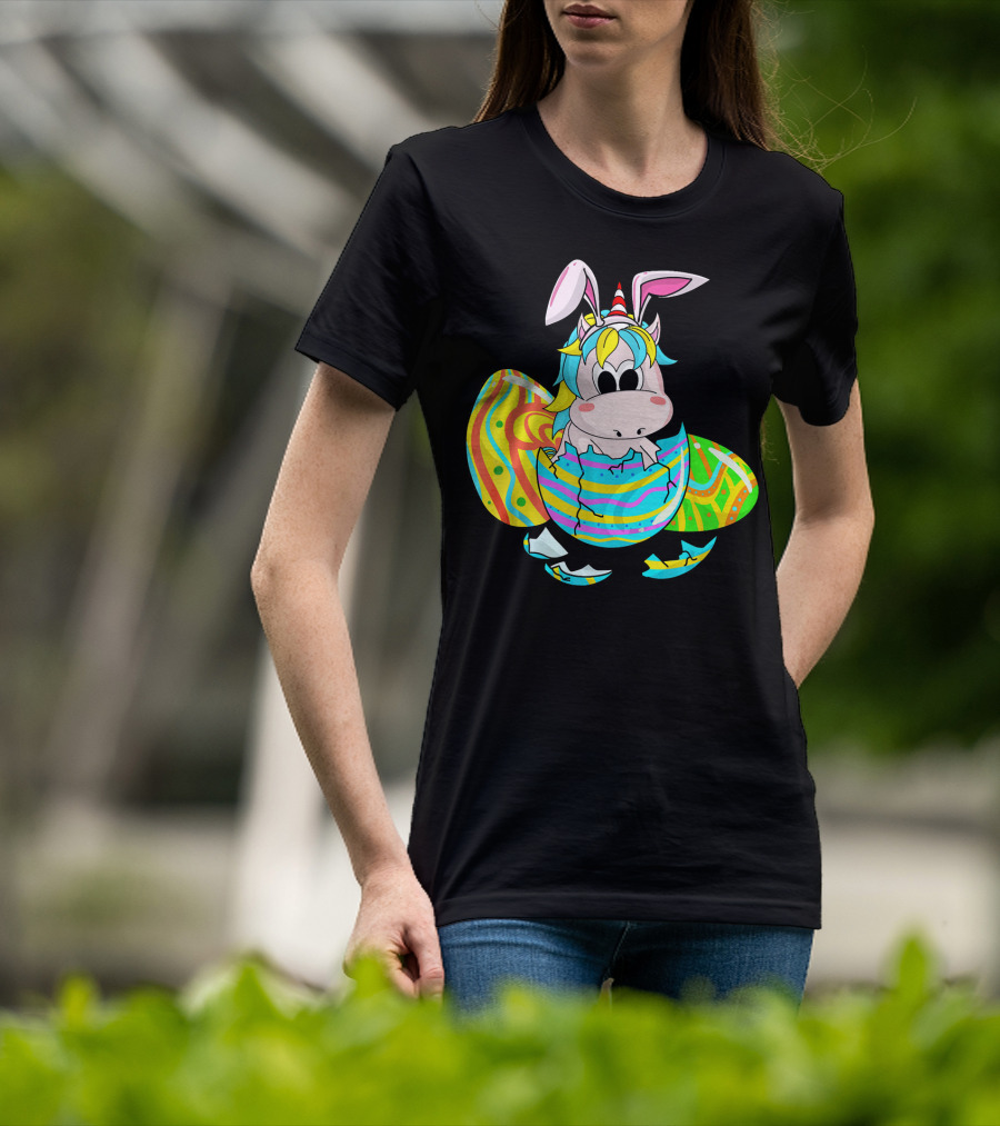 Easter Sunday Unicorn Bunnicorn In Colorful Eggshell T-Shirt