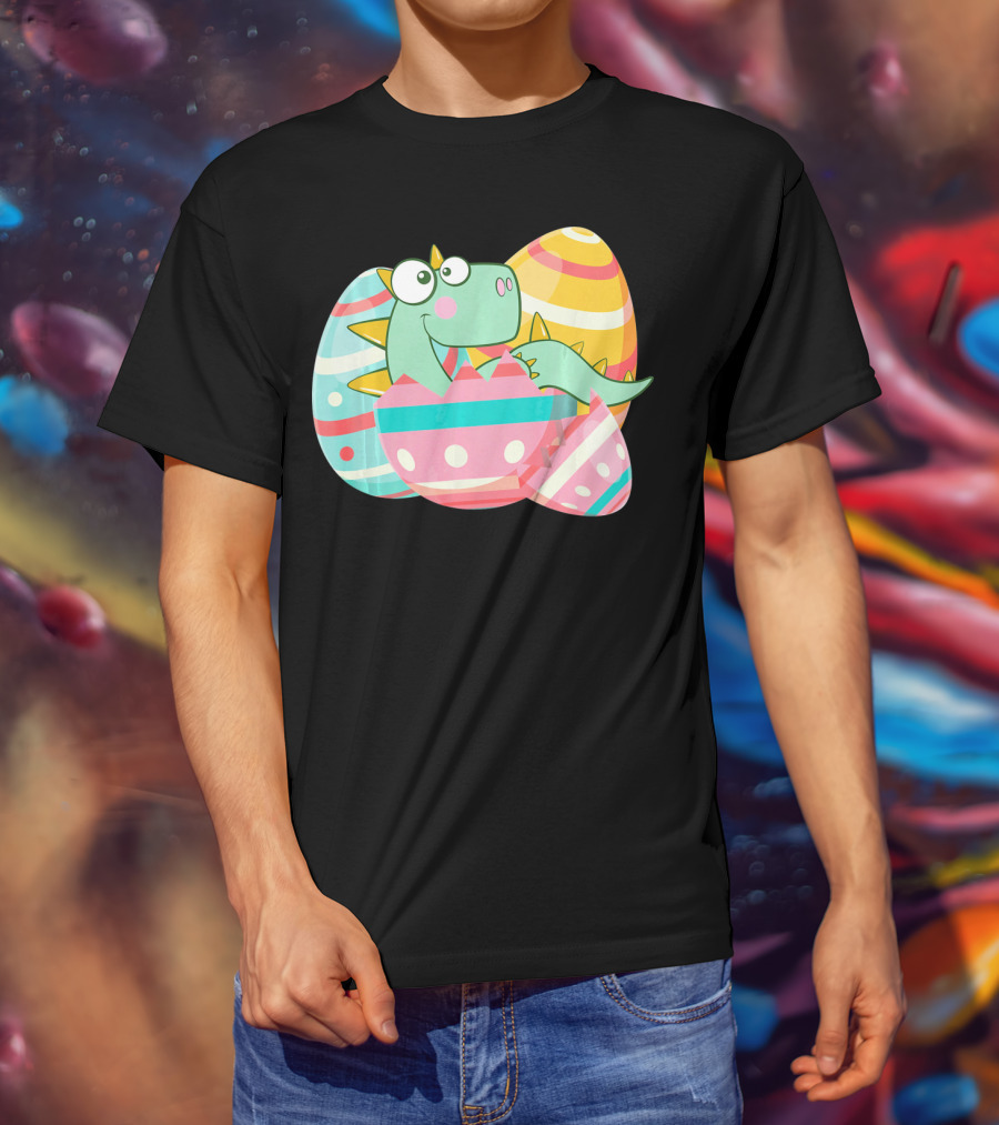 Easter Dino In Colorful Eggs T-Shirt