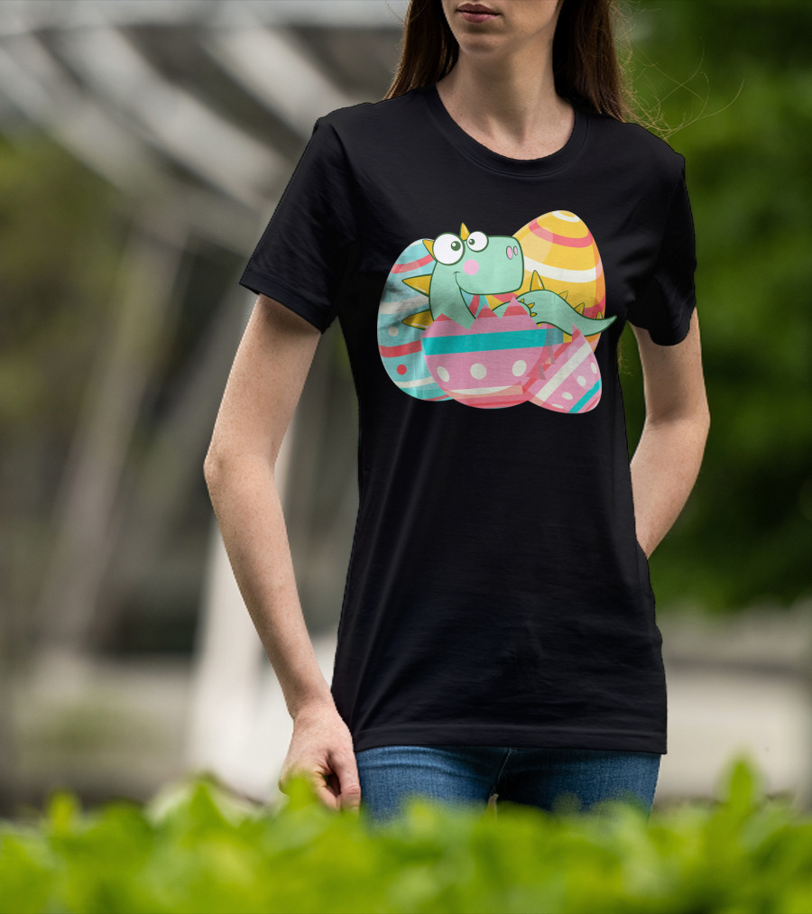 Easter Dino In Colorful Eggs T-Shirt