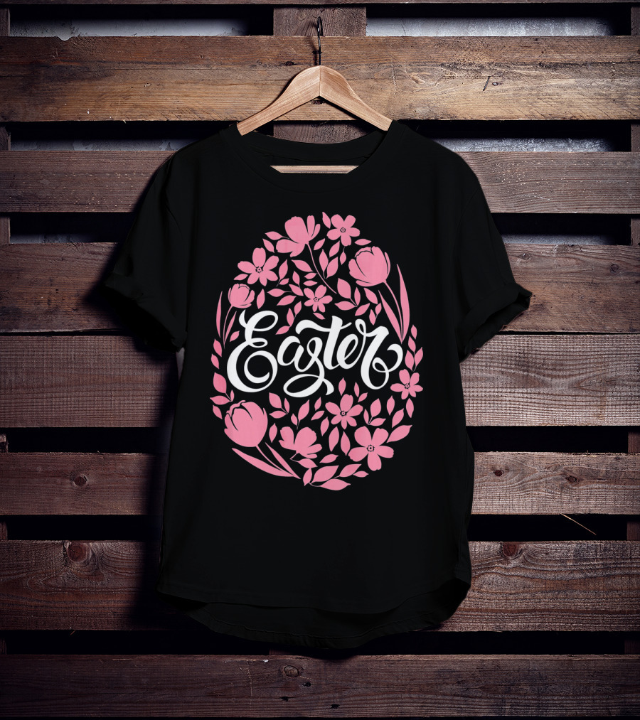 Easter Egg With Pink Flowers T-Shirt