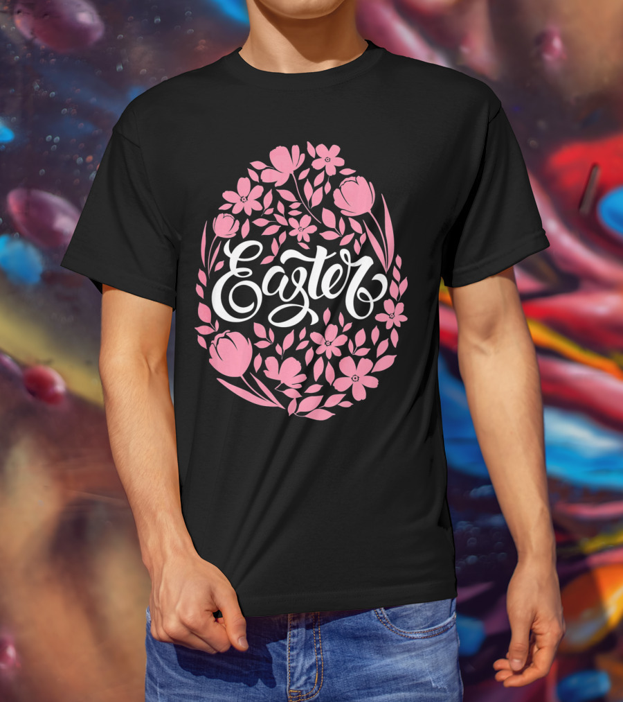 Easter Egg With Pink Flowers T-Shirt