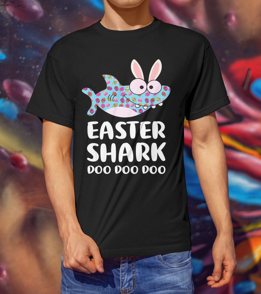 Easter Shark Doo Doo Doo Bunny Ears Funny Eggs T-Shirt