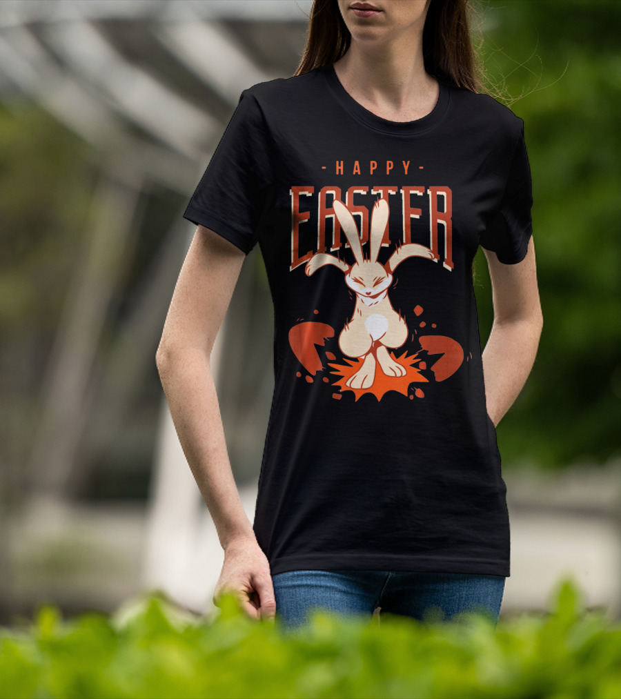 Happy Easter Bunny With Cracked Egg T-Shirt