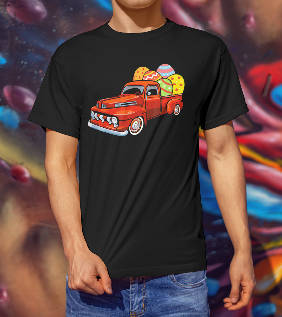 Vintage Easter Egg Pickup Truck With Colorful Eggs T-Shirt