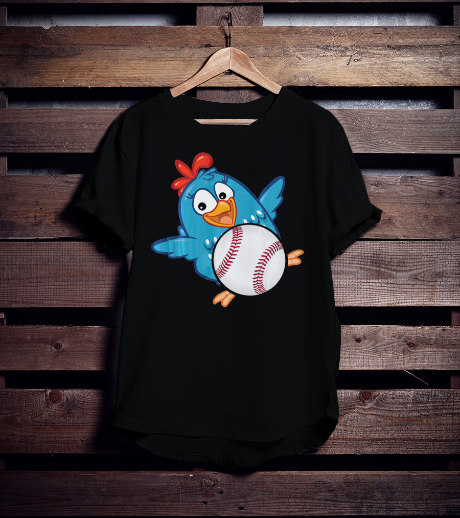 Easter Baseball Egg With Funny Blue Chicken T-Shirt