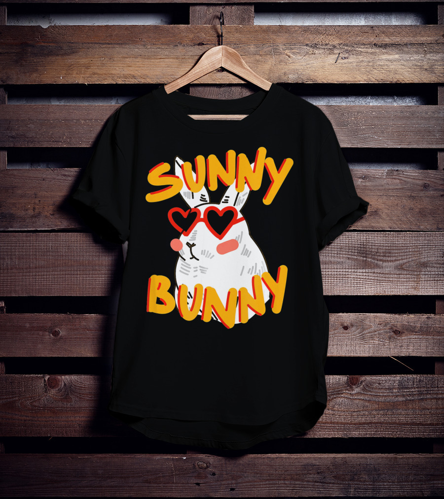SUNNY BUNNY Cute Happy Easter Heartglass T-Shirt