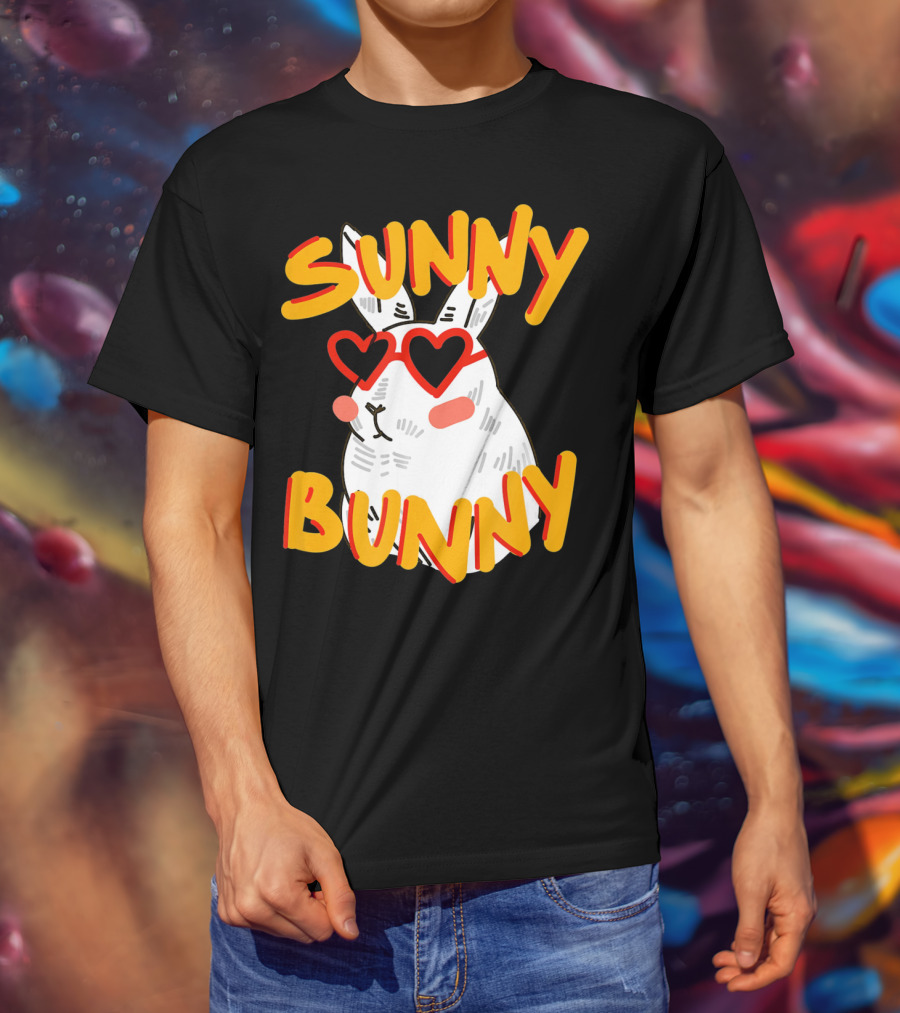 SUNNY BUNNY Cute Happy Easter Heartglass T-Shirt