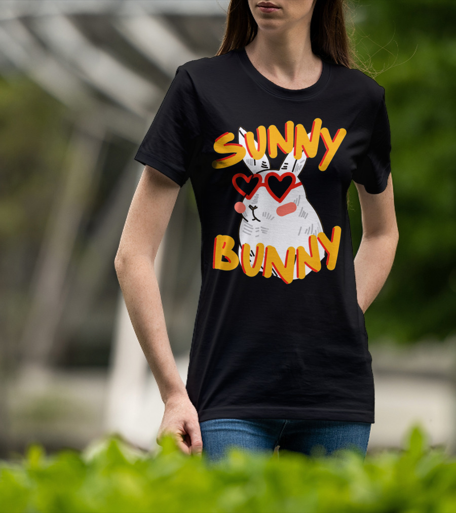 SUNNY BUNNY Cute Happy Easter Heartglass T-Shirt