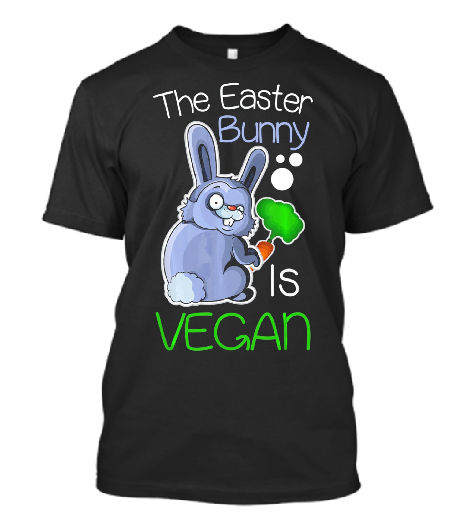 The Easter Bunny Is Vegan Vegetaria Cute Bunny With Carrot And Broccoli T-Shirt