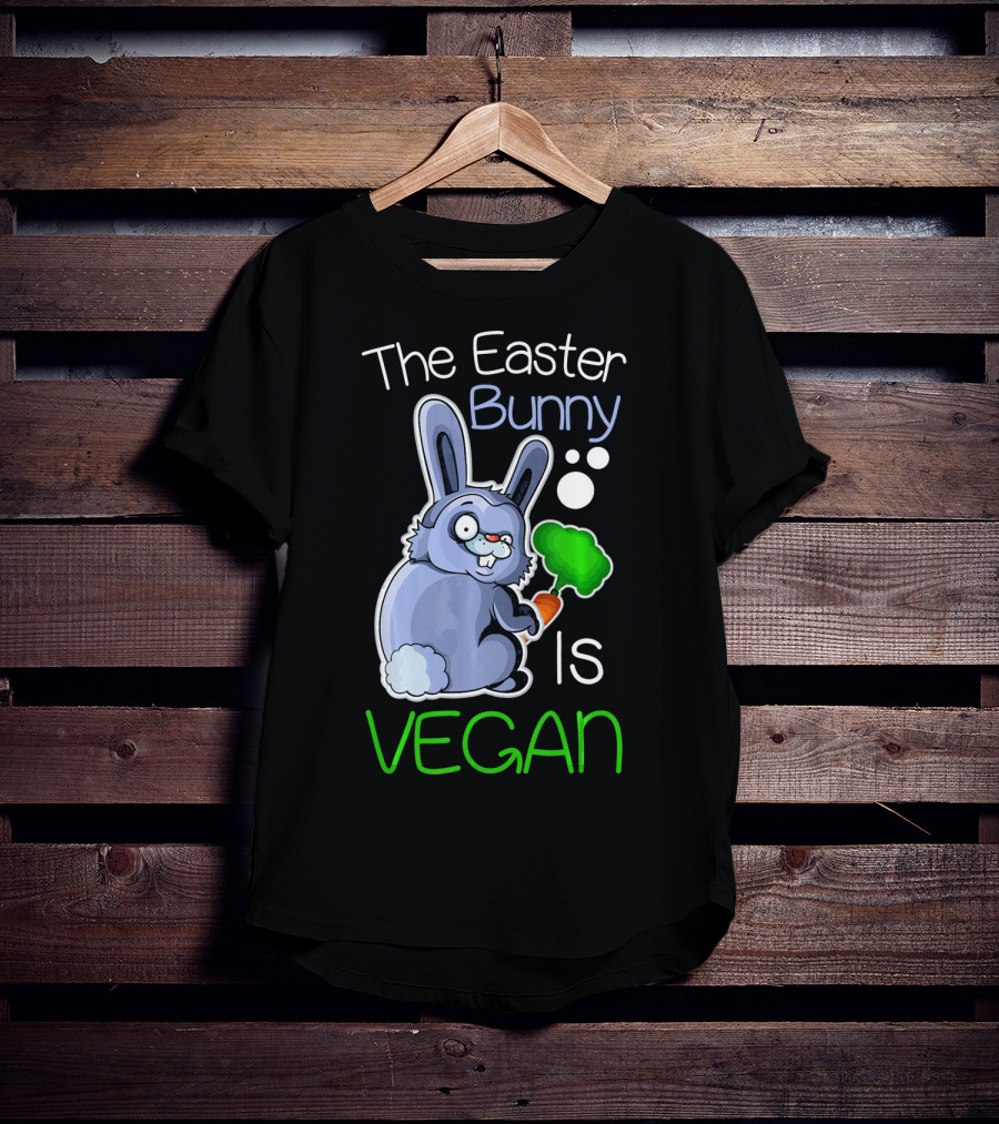 The Easter Bunny Is Vegan Vegetaria Cute Bunny With Carrot And Broccoli T-Shirt