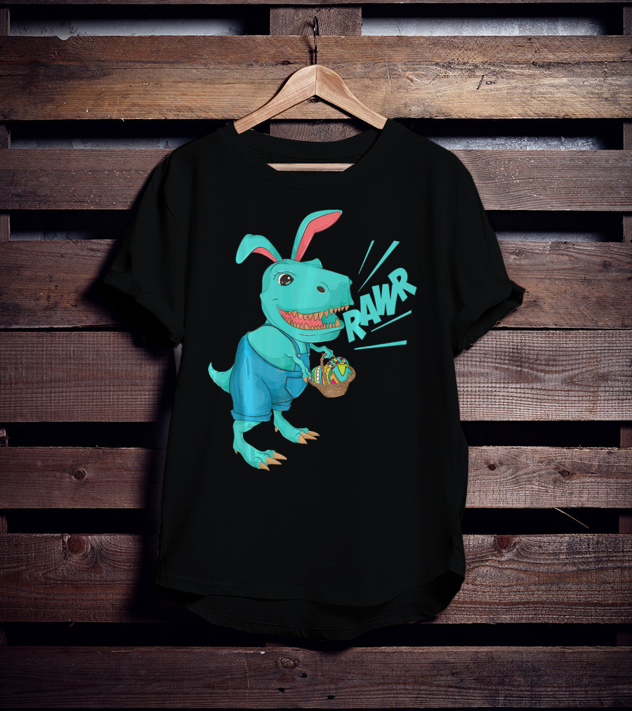 Rawr Dinosaur Easter Bunny Lovers Cute Basket T-Shirt