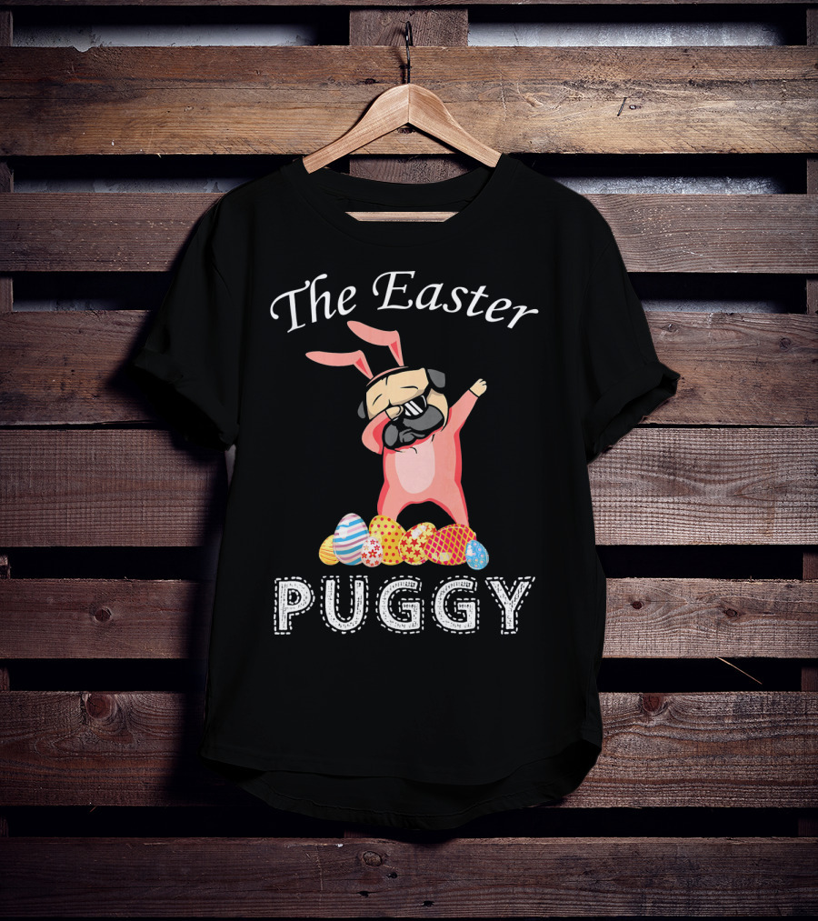 The Easter Puggy Dabbing Bunny With Colorful Eggs T-Shirt