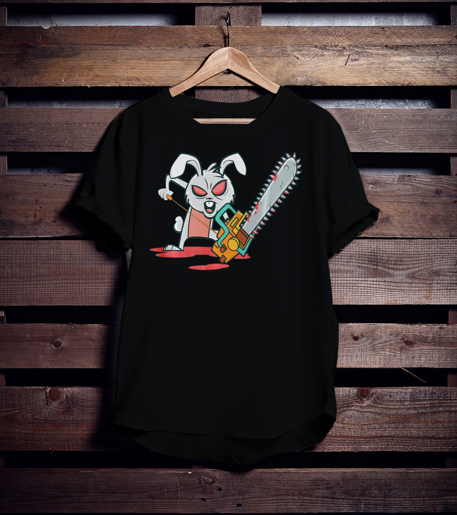 Crazy Easter Bunny With Chain Saw Super Blood T-Shirt