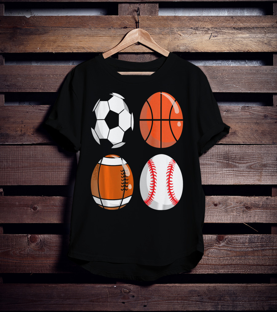 Easter Eggs Football Rugby Basketball Baseball Soccer T-Shirt