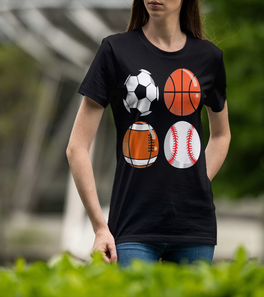 Easter Eggs Football Rugby Basketball Baseball Soccer T-Shirt