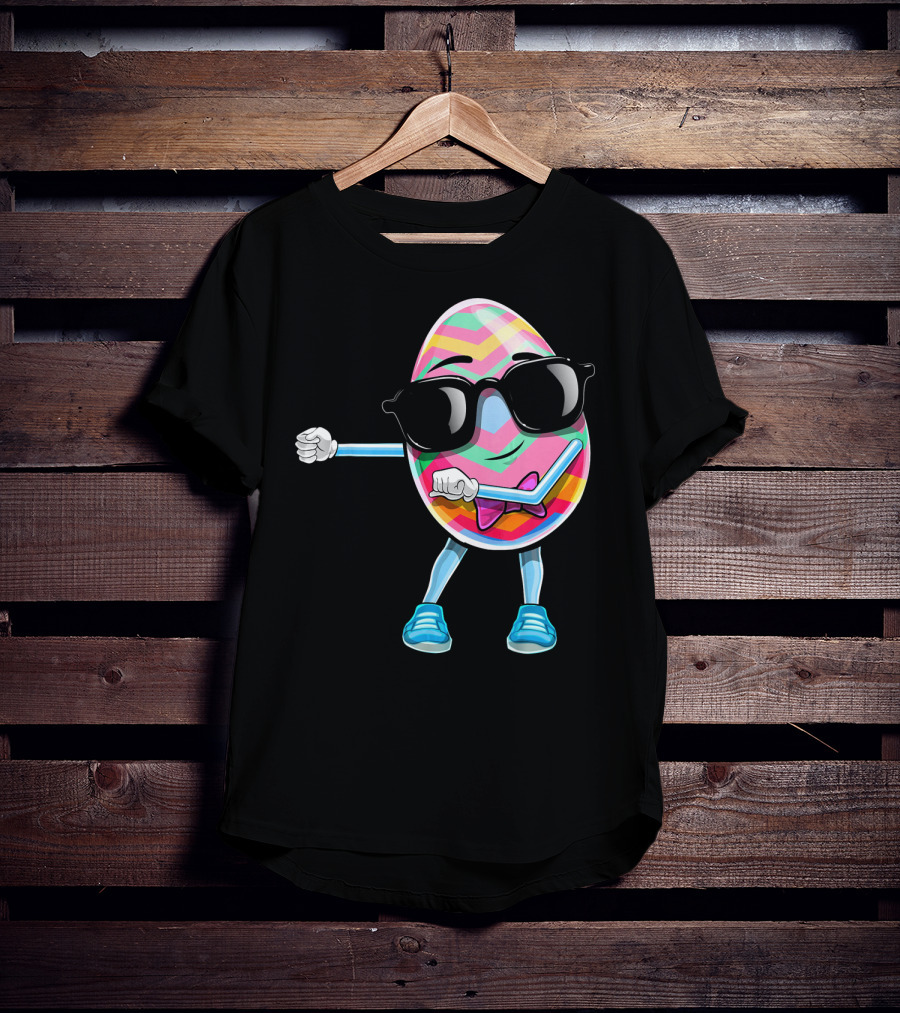 Flossing Easter Egg Kids Funny Dance With Sunglasses T-Shirt
