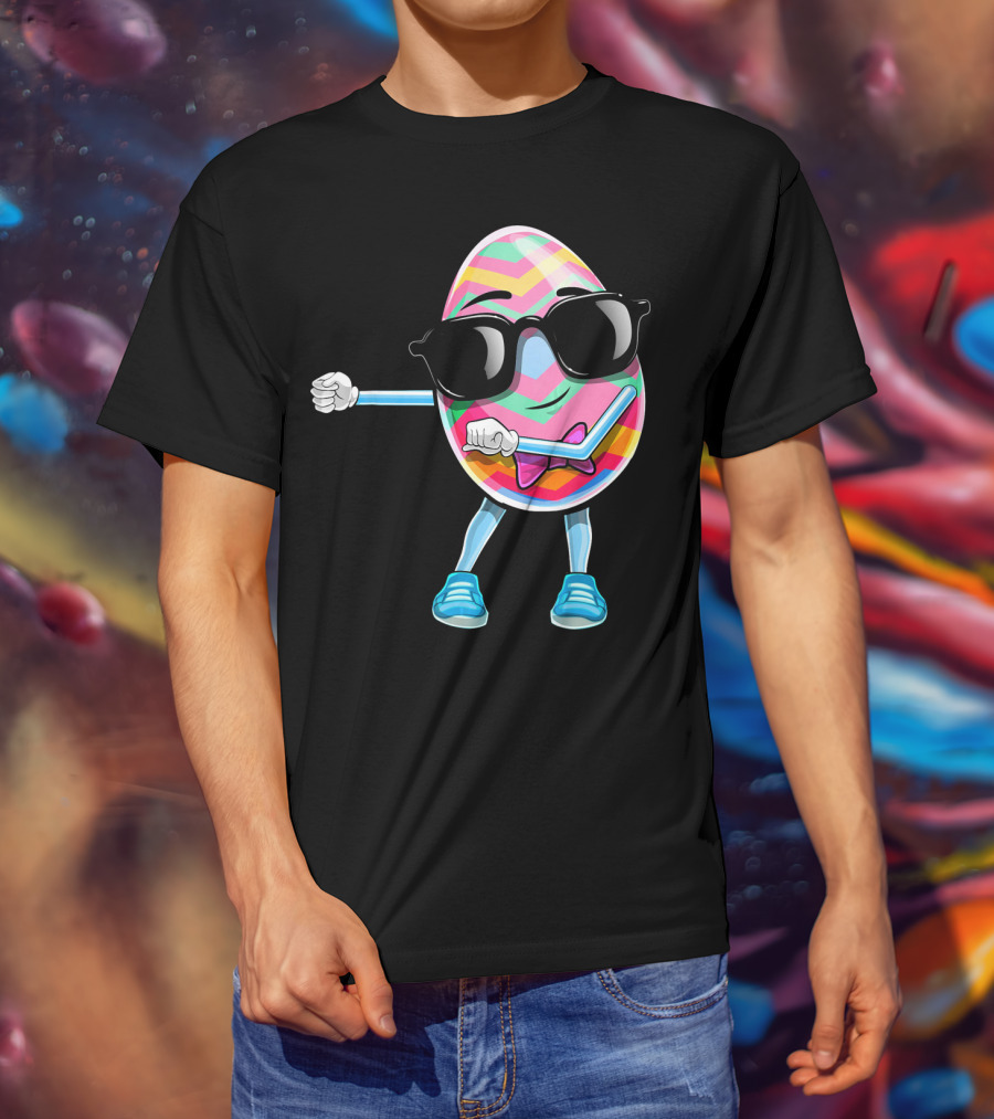 Flossing Easter Egg Kids Funny Dance With Sunglasses T-Shirt