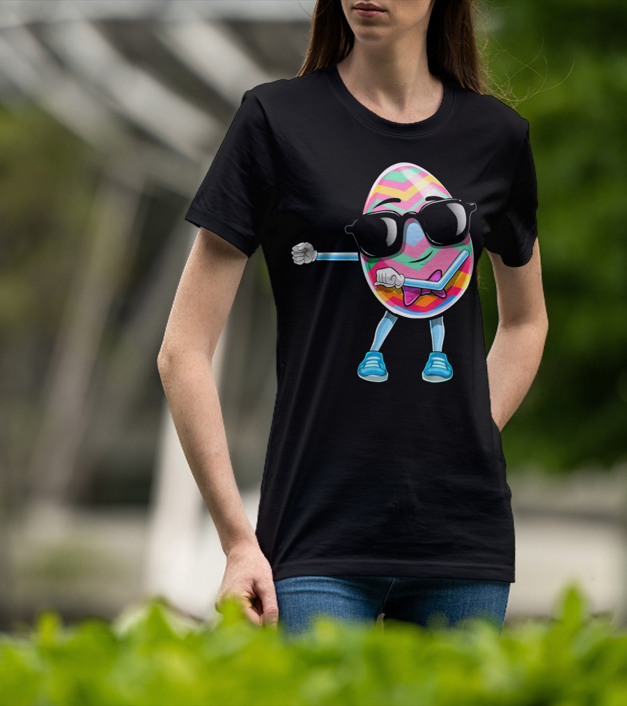 Flossing Easter Egg Kids Funny Dance With Sunglasses T-Shirt