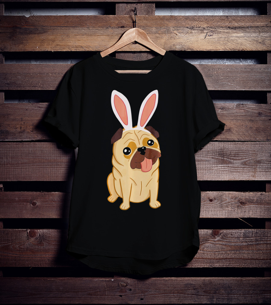 Adorable Easter Pug With Bunny Ears T-Shirt