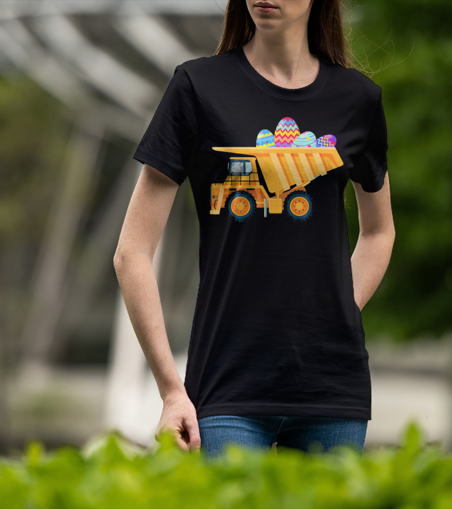 Easter Day Dump Truck With Colorful Eggs And Bunny Driver T-Shirt
