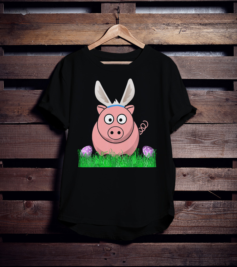 Easter Bunny Piglet With Eggs And Grass T-Shirt